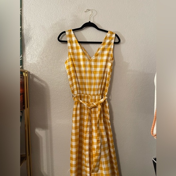 Compania Fantastica Yellow & White Checkered Jumpsuit Playsuit Gingham - Picture 2 of 7